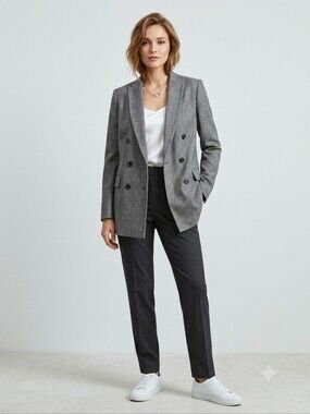 Zara Grey Double-Breasted Blazer